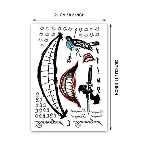 Temporary Tattoo Stickers - 6 Sheets Waterproof Fake Tattoos