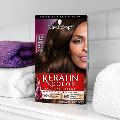 Schwarzkopf Keratin Color Permanent Hair Dye, Shade 4.5 Medium Golden Brown