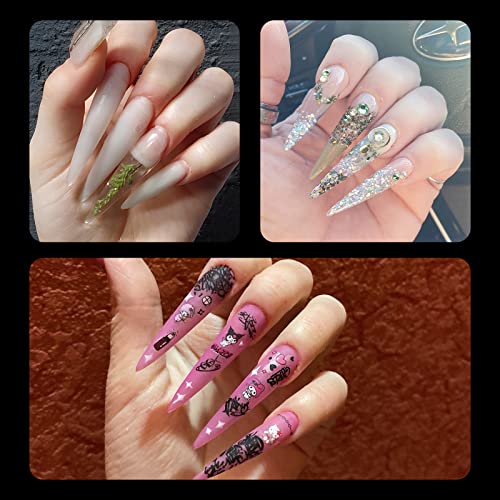 AddFavor 4XL Coffin Nail Tips Extra Long Clear Ballerina Full Cover False Fake Nails Artificial Nail Tips for Professional Acrylic Nails Salon and Home Manicure 120pcs Tips, 12 Sizes-7cm Length