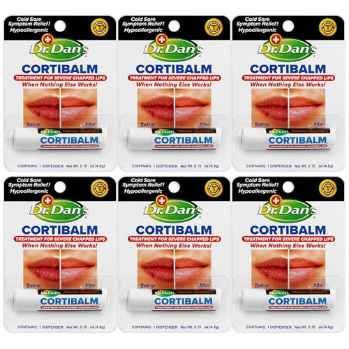 Dr. Dan's Cortibalm-6 Pack-for Dry Cracked Lips - Healing Lip Balm for Severely Chapped Lips - Designed for Men, Women and Children