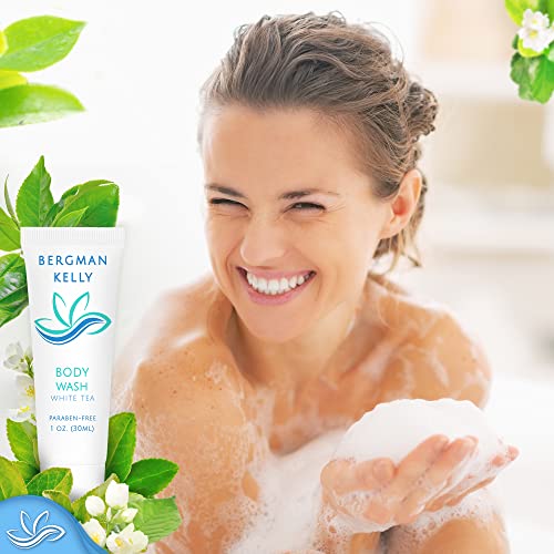 BERGMAN KELLY Travel Size Body Wash (1 fl oz, 200 PK, White Tea), Delight Your Guests with a Revitalizing and Refreshing Hotel Body Wash, Quality Mini and Small Size Guest Hotel Toiletries in Bulk