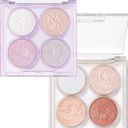 4-Color Glitter Eyeshadow Palette Set - Long-Lasting Shimmer