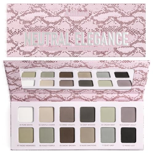 12-Color Matte Eyeshadow Palette - Cool Grey Taupe for Mature Skin