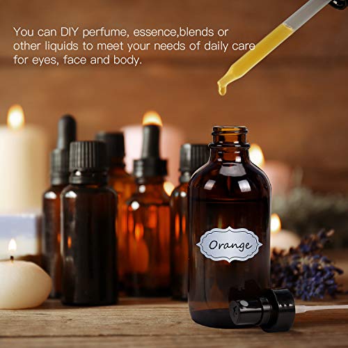 4oz Amber Glass Spray Bottles with Fine Mist Atomizers - 8 Pack