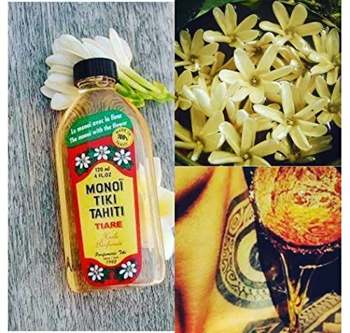 Monoi Tiki Tahiti - Tiare Coconut Oil - Original Tahitian Gardenia Fragrance - For Hydrated Skin and Hair - 4 fl. oz. (Pack of 2)