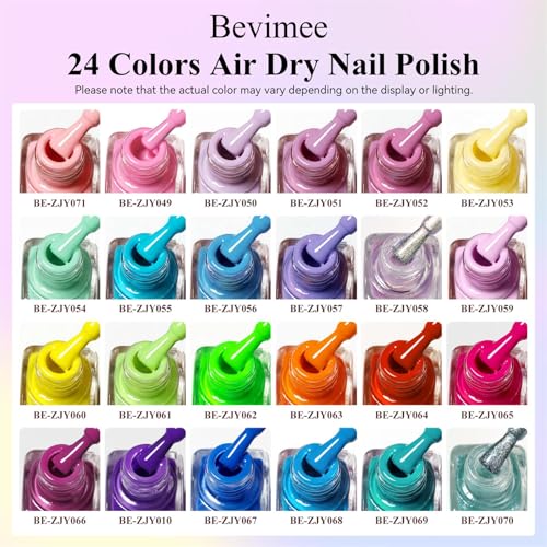 Bevimee 24-Color Nail Polish Set - Quick Dry, Long Lasting