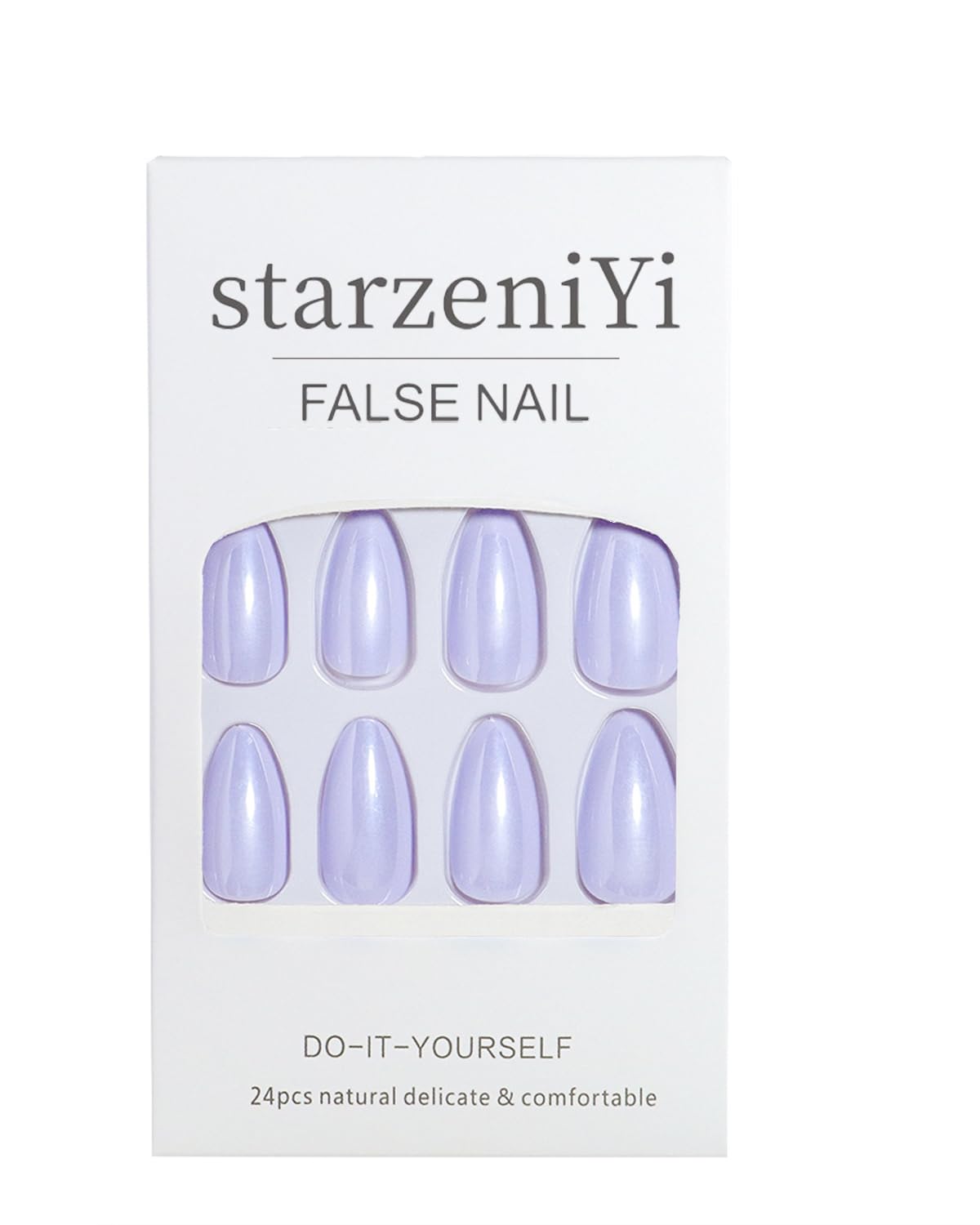 StarzeniYi Almond Press on Nails, Press on Nails Medium, Reusable Artificial Fake Nails, Full Cover False Nails for Women (Aurora Purple）