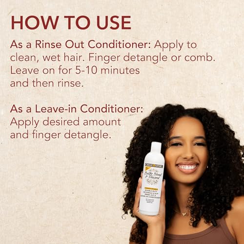 Creme of Nature Double Duty Detangle and Slip Rinse-Out and Leave-In Conditioner with Butter Blend, Flaxseed and Argan Oil, Moisture-Rich, Multi-Use Detangling for Natural Hair, 12 oz