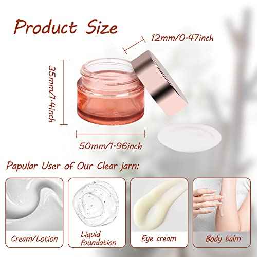 Cositina 12 Pack 1oz Pink Glass Jars,Empty Round Storage Travel Containers with Rose-Golden Lids & Inner Liners,Refillable Cosmetic Vials for Moisturizer,Creams,Salve, Lotion
