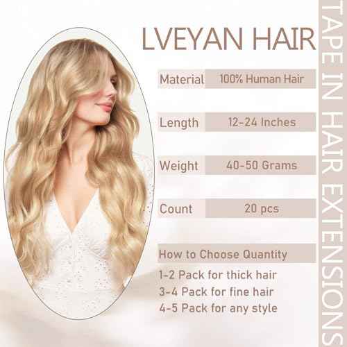 Tape in Hair Extensions Human Hair, 16 Inch Chestnut Brown/Golden Blonde Remy Human Hair for Women Skin Weft 20pcs 50g/pack Invisible Tape in Hair Extensions (#P6/22, 16 Inch)