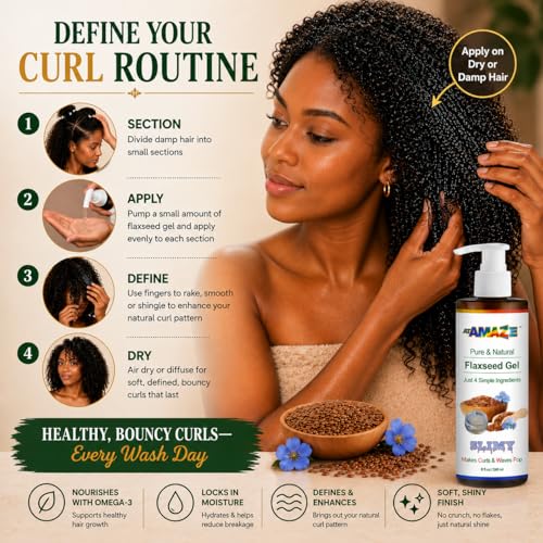 ATAMAZE Pure Flaxseed Gel for Hair & Skin - Hydrating Curl Defining Gel