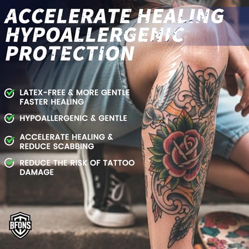 Waterproof Tattoo Aftercare Bandages - 6" x 4.4 Yards, Clear Film