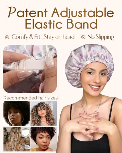 Satin Hair Bonnet with Scrunchie for Curly Braids