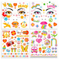 Hippie Face Tattoos - 4 Pack Temporary Tattoo Stickers