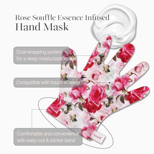 Koelf Rose Petal Satin Hand Mask (10 Pairs) - Moisturizing Repair Gloves