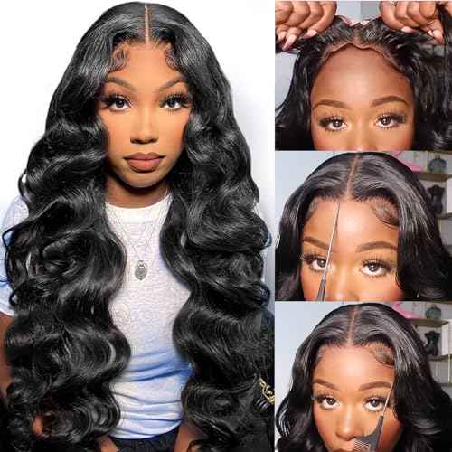 13x6 Glueless Wigs Human Hair Pre Plucked Pre Cut 28 Inch Wear and Go Glueless Wig 10A HD Body Wave Lace Front Wigs Human Hair Pre Plucked 180 Density Wigs for Women No Glue 3 Seconds for Beginners
