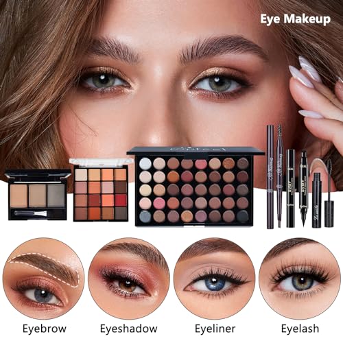 All-in-One Makeup Kit for Women - Complete Cosmetic Set with Brushes & Travel Bag