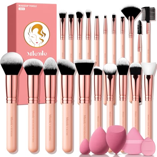 Mlemle 21-Piece Makeup Brush Set with Sponges & Powder Puff