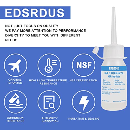 EDSRDUS 1OZ(30ml) Premium Hair Clipper Oil for Electric Shaver, Hair Clipper Blade, Clippers, Trimmers, Rust & Abrasion Resistant Clipper Blade Oil with Dispensing Needle