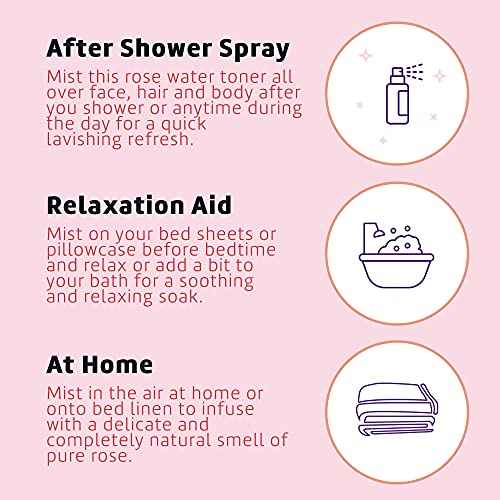 De La Cruz Pure Rose Water Body Mist,Rosewater Spray for Face, Skin & Hair, Rose Toner & Rose Water for Hair Alcohol Free, Paraben Free 16 fl oz (1 Bottle)