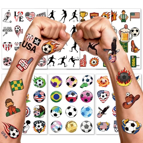 100-Piece Temporary Soccer Tattoo Set ? Premium Football Designs, Pre-Cut for Easy Application, Ideal for Party Supplies, Gifts, and Fan Events