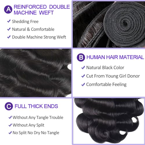 Brazilian Virgin Hair Bundles 18 20 22 Inch Body Wave