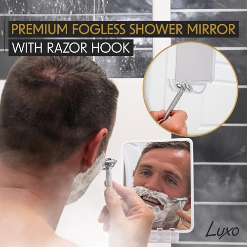 Luxo Fogless Shower Mirror with Razor Holder & Suction Cup