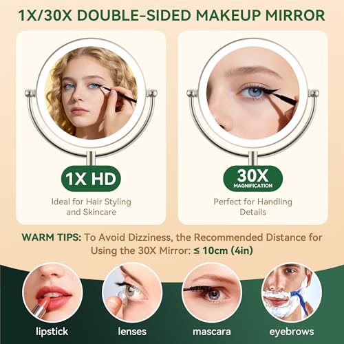 Auxmir 9" Rechargeable Makeup Mirror with 3 Color Dimming Lights