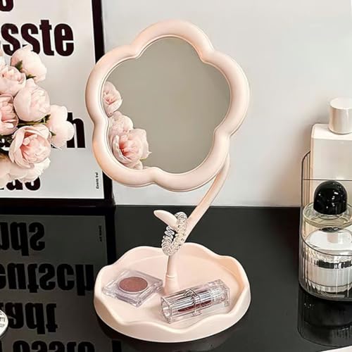 Flower-Shaped Makeup Mirror for Desk & Vanity - KEAINVRN Pink