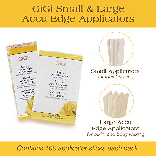 Gigi All Purpose Honee Waxing Kit for Women - Soft Wax 14Oz, Multi-Purpose Warmer, Wax Sticks for Hair Removal Applicators 100 Ct Each, At-Home Waxing Kit