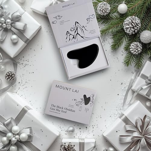 Mount Lai Obsidian Gua Sha Facial Tool ? The Stone of Transformation ? 100% Genuine Black Obsidian Stone Face Sculpting Tool for Lymphatic Drainage, Puffiness Reduction & Jaw Tension Relief