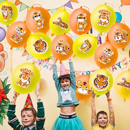 Tiger Party Favors Set - 72 Piece Kit with Balloons & Tattoos