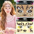 Elk Face Stickers Christmas Reindeer Temporary Tattoo Gems 2PC