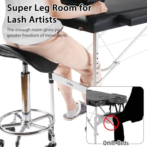 Masajeo Black Portable Eyelash Bed for Lash Extensions, Adjustable & Lightweight