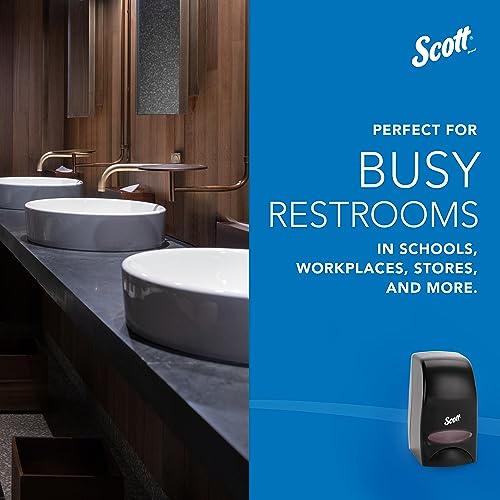 Bundle of Scott¢ç Foam Hand Soap with Moisturizers, 1.0 L Pink, Floral Scent Refills + Scott Essential Manual Skin Care Dispenser, Black) Starter Kit