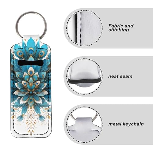 Geometric Butterfly Peacock Boho Lion Travel Bottle Keychain Holders Clip On Lipstick Sleeve Sleeve Holder Keychain
