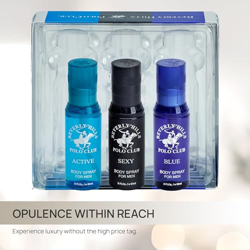 Beverly Hills Polo Club Men's Body Spray 3-Piece Set
