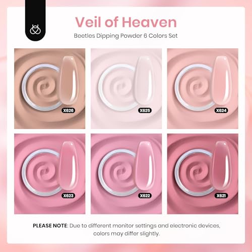 Beetles Dip Powder Nail Kit - 6 Colors Pink & Nude Brown (No Lamp Needed)