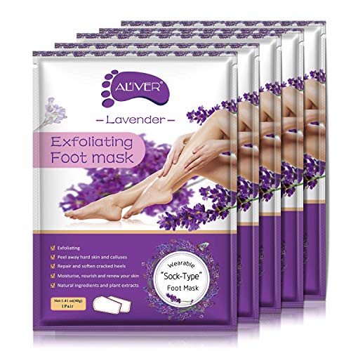 ALIVER Exfoliating Foot Peeling Mask 5-Pack - Lavender Foot Peel Socks