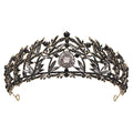 AW BRIDAL Black Vintage Tiara Crown for Wedding & Party, Bridal Headpiece