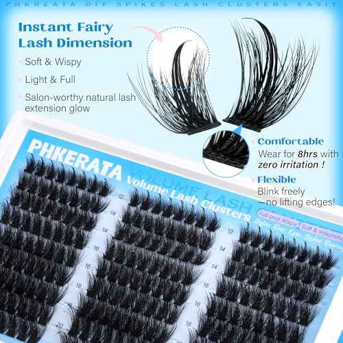 Manga Spikes Lash Clusters Wispy Cluster Eyelash Extensions 12-20mm Fairy Eyelash Clusters Volume Individual Lashes Extensions Salon Look Soft Thick Lashes Clusters Spikes