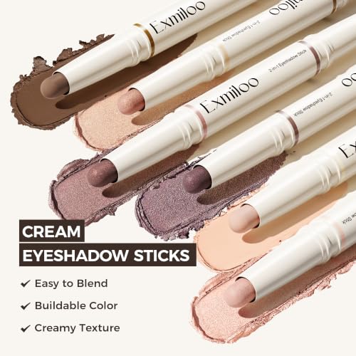 Exmiloo Cream Eyeshadow Stick Duo - Nude Beige Matte & Champagne Shimmer