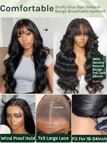 KLAIYI Bye Bye Slip 7x5 HD Lace Front Wig Loose Wave 180% Density 18 Inch