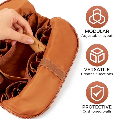 Travel Makeup Organizer Bag with 27 Pockets & 3 Brush Holders