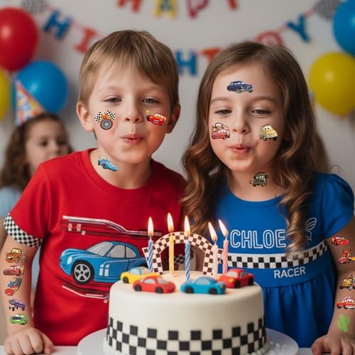 58 Racing Car Temporary Tattoos for Kids - Party Favors