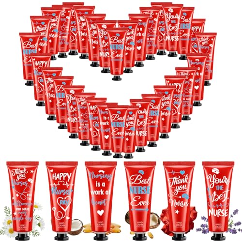 Leelosp 36 Pcs Nurse Hand Cream Nurse Week Gift for Women Nursing Appreciation Gifts Mini Hand Lotion Bulk Travel Size Moisturizing for Nursing Student Medical Assistant CNA Week, 6 Plant Fragrance