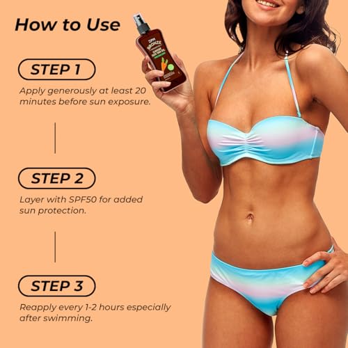 Carrot Sun Tanning Oil Spray - Tan Intensifier with Vitamin E