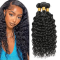 FuivJuix Water Wave Human Hair Bundles - 28-32 Inch, #1B Color