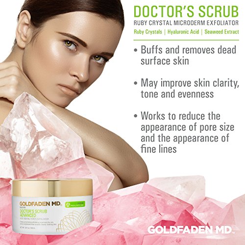 Goldfaden MD Doctors Scrub ? Ruby Crystal Microderm Exfoliator ? Daily Face Polish with Hyaluronic Acid & Seaweed Extract ? Brightens, Smooths Texture & Reduces Appearance of Pores ? 3.5 fl oz