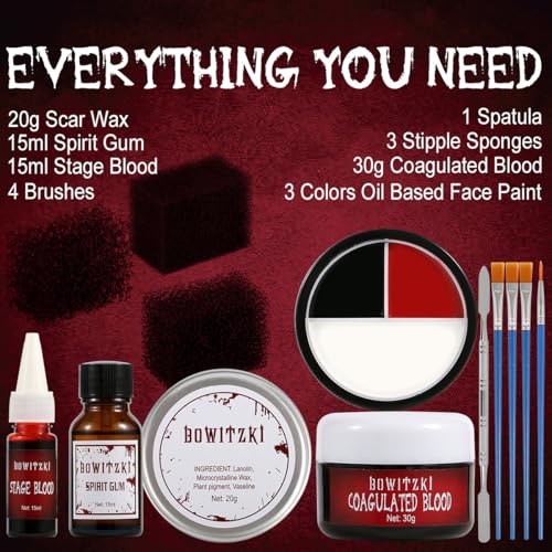 Halloween SFX Makeup Kit - Scar Wax, Fake Blood & Face Paint